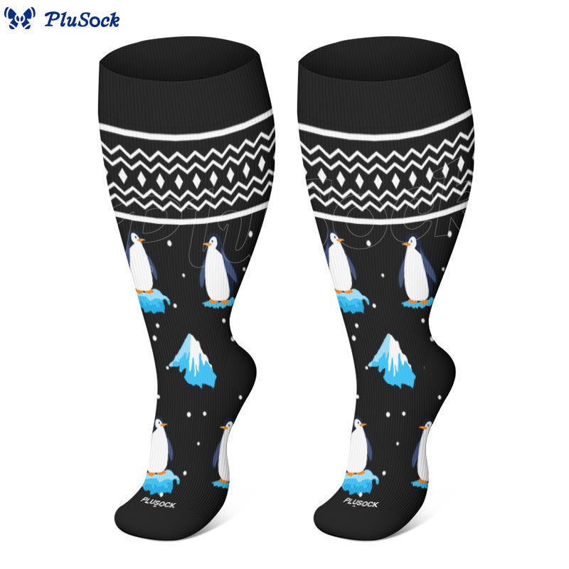 Chaussettes de compression grand format pour l'hiver, pingouins et ours polaires (3 paires) - image 2