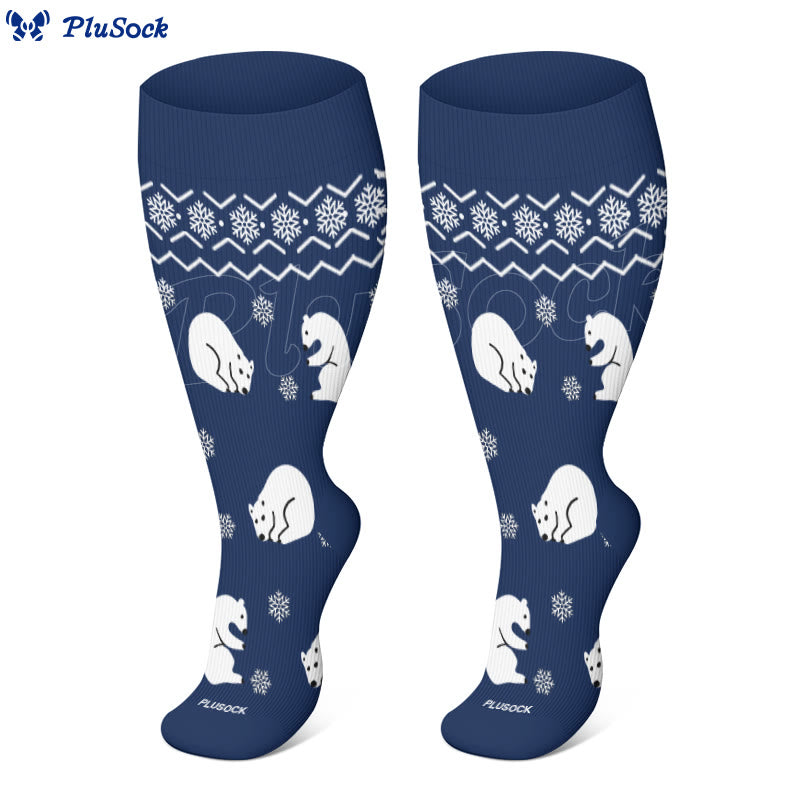 Chaussettes de compression grand format pour l'hiver, pingouins et ours polaires (3 paires) - image 3
