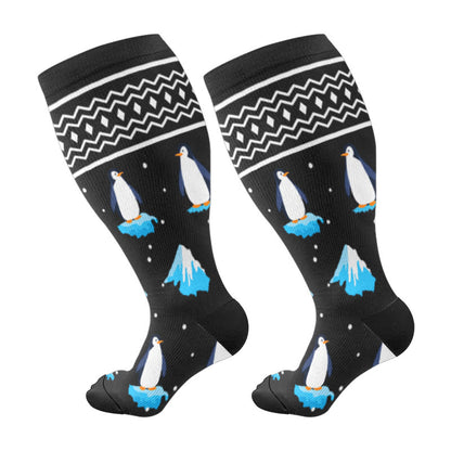 Chaussettes de compression grand format pour l'hiver, pingouins et ours polaires (3 paires) - Noir (1 paire) - 4XL - image 5