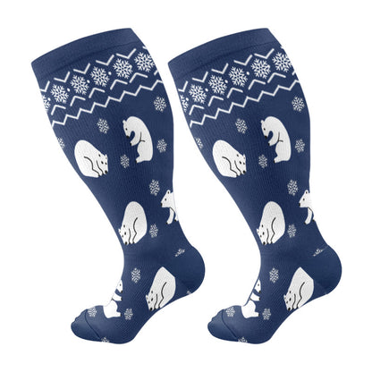 Chaussettes de compression grand format pour l'hiver, pingouins et ours polaires (3 paires) - Bleu marine (1 paire) - 4XL - image 6