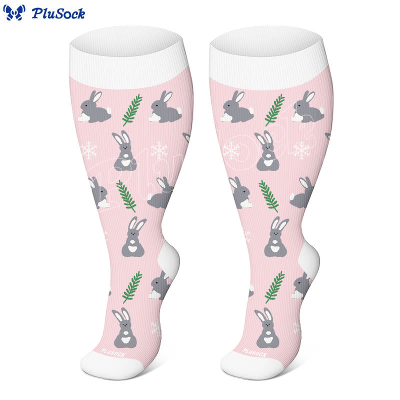 Chaussettes de compression grandes tailles à motifs alpaga, flamants roses et lapins (3 paires) - image 2