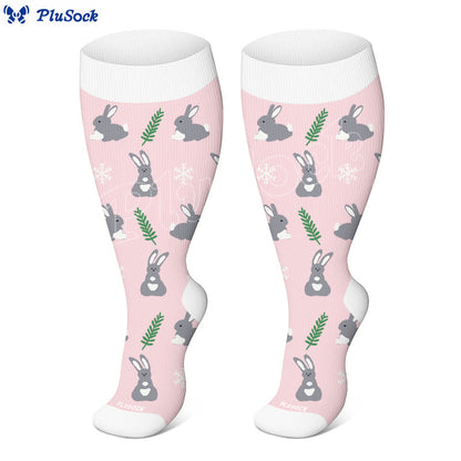 Chaussettes de compression grandes tailles à motifs alpaga, flamants roses et lapins (3 paires) - image 2