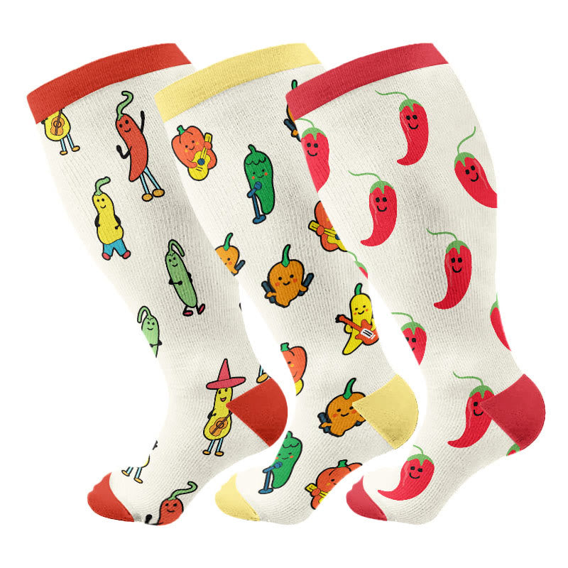 Chaussettes de compression Rock Vegetables grandes tailles (3 paires) - Multicolore - 4XL - image 1
