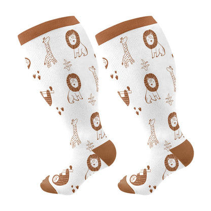 Chaussettes de compression grandes tailles, collection animaux mignons (3 paires) - Marron (1 paire) - 4XL - image 7