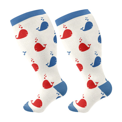 Chaussettes de compression grandes tailles, collection animaux mignons (3 paires) - Bleu (1 paire) - 4XL - image 6