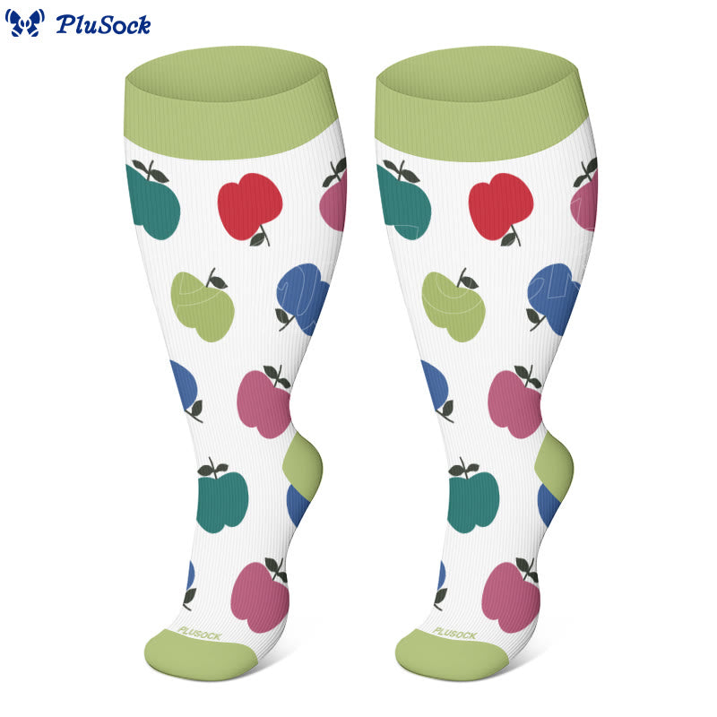 Chaussettes de compression grandes tailles à motifs pommes, bananes et tomates (3 paires) - image 5