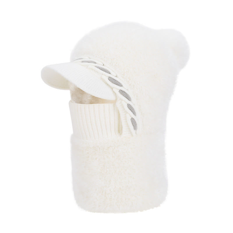 Bonnet trappeur en polaire chaude avec écharpe à capuche - Blanc - One Size - image 12
