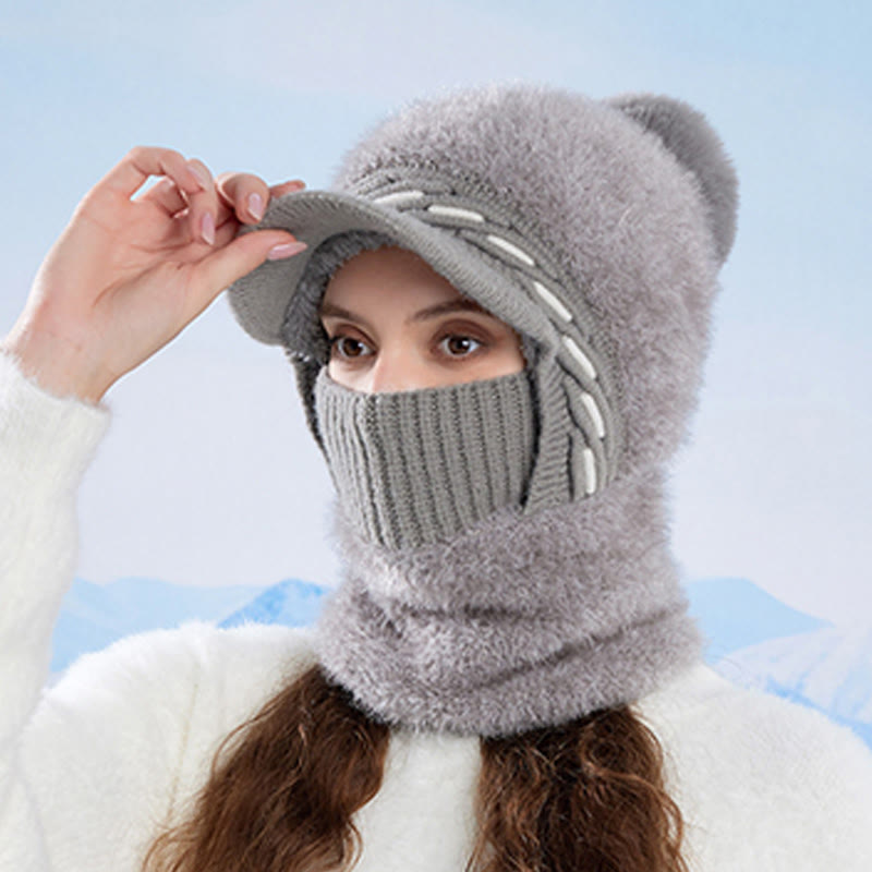 Bonnet trappeur en polaire chaude avec écharpe à capuche - image 7