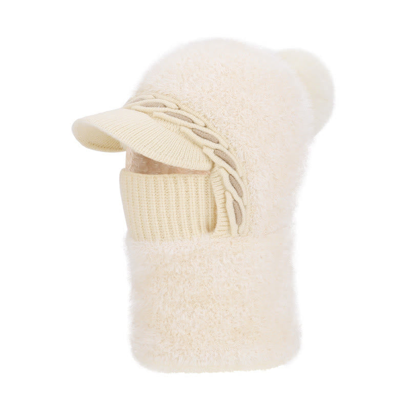 Bonnet trappeur en polaire chaude avec écharpe à capuche - Beige - One Size - image 14