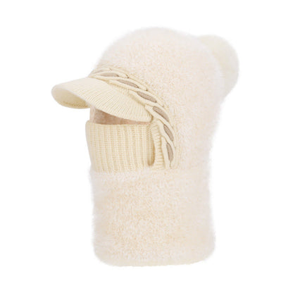 Bonnet trappeur en polaire chaude avec écharpe à capuche - Beige - One Size - image 14
