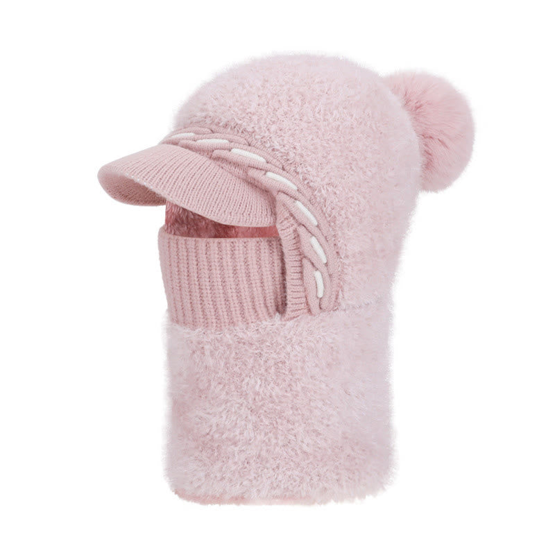 Bonnet trappeur en polaire chaude avec écharpe à capuche - Rose - One Size - image 15