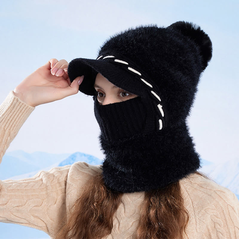 Bonnet trappeur en polaire chaude avec écharpe à capuche - image 2