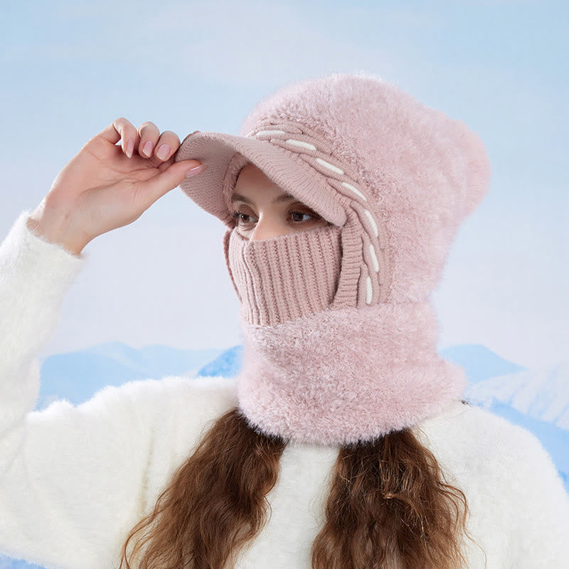 Bonnet trappeur en polaire chaude avec écharpe à capuche - image 0