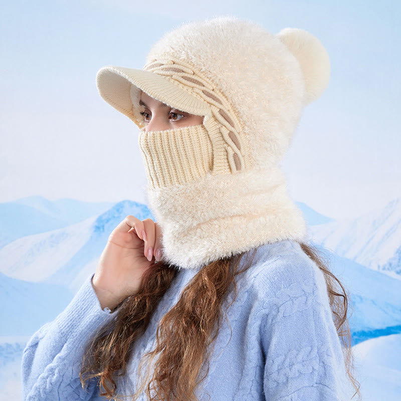 Bonnet trappeur en polaire chaude avec écharpe à capuche - image 1