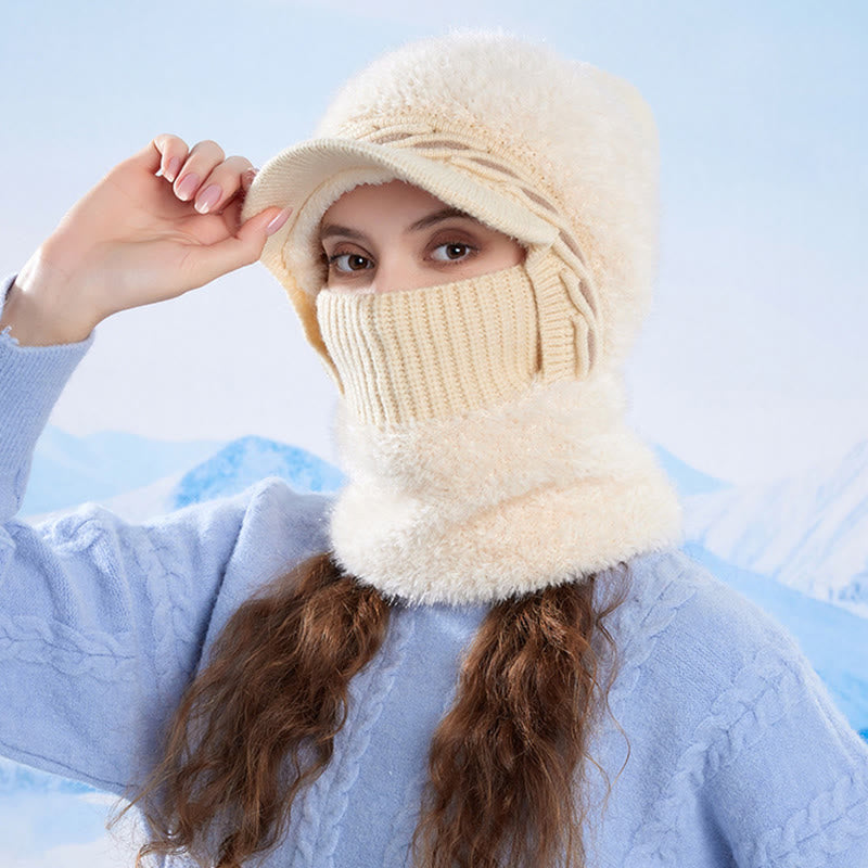 Bonnet trappeur en polaire chaude avec écharpe à capuche - image 5