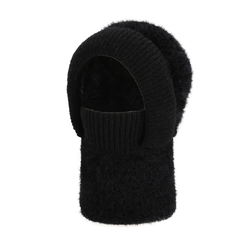 Écharpe chaude d'hiver à capuche - Noir - One Size - image 11