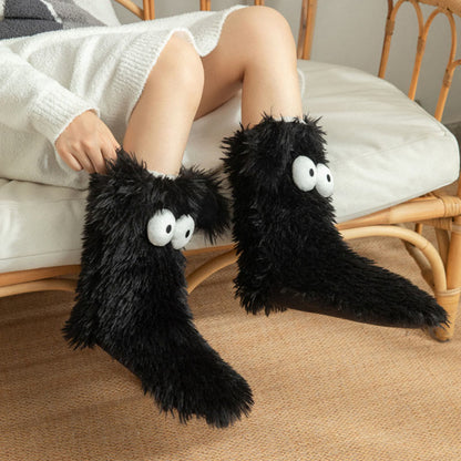 Chaussettes-chaussons d'intérieur grandes tailles à motif monstre duveteux - image 2