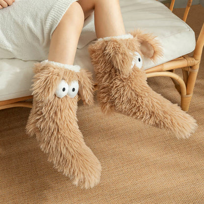 Chaussettes-chaussons d'intérieur grandes tailles à motif monstre duveteux - image 3