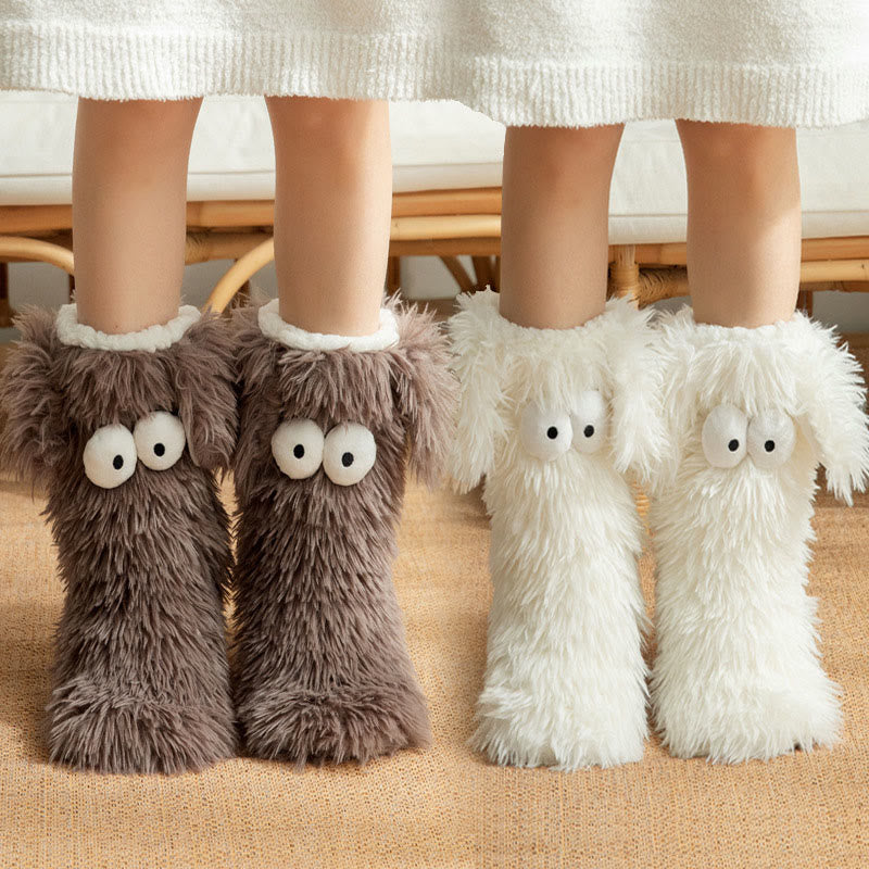 Chaussettes-chaussons d'intérieur grandes tailles à motif monstre duveteux - image 6