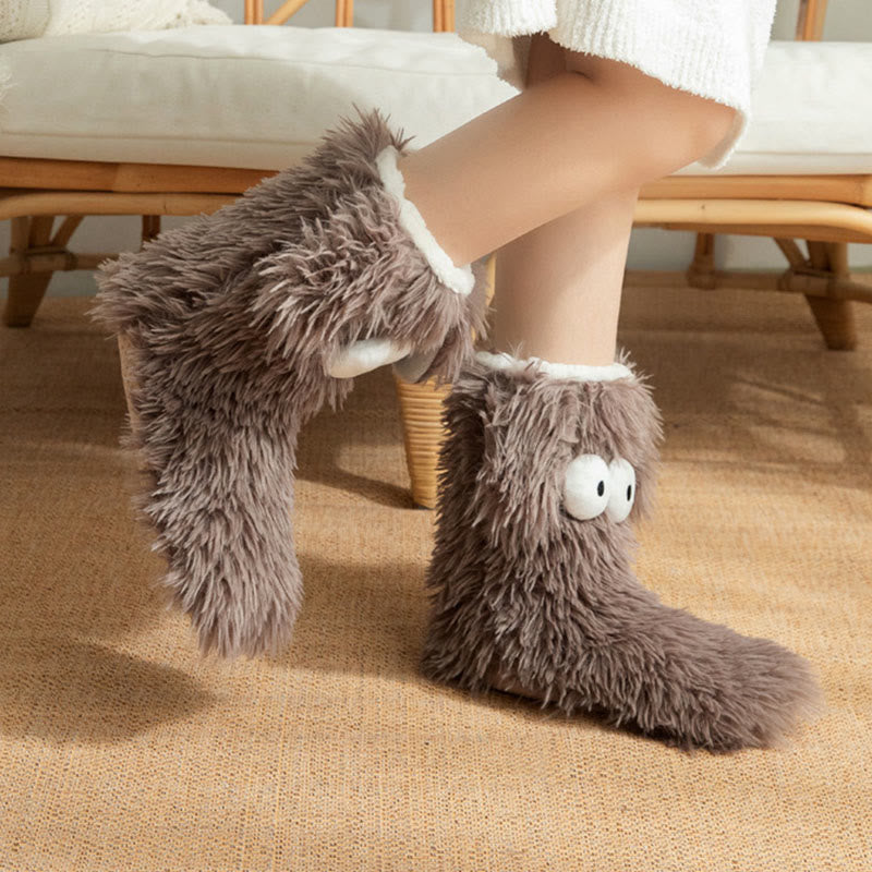Chaussettes-chaussons d'intérieur grandes tailles à motif monstre duveteux - image 9