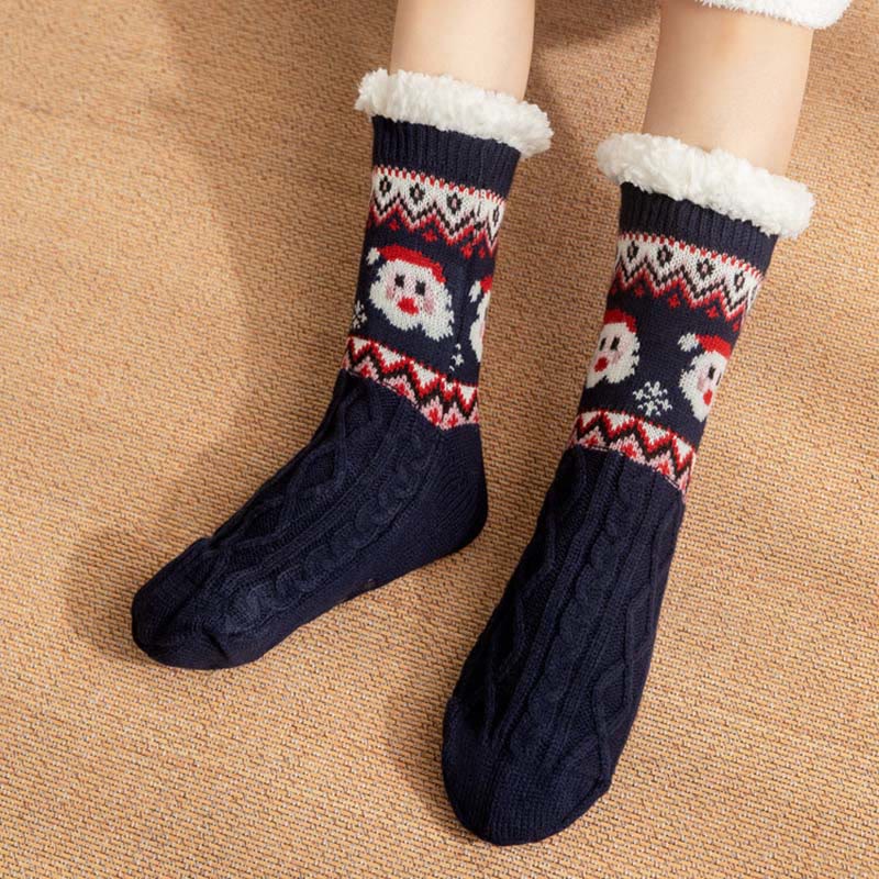 Chaussettes-chaussons de Noël grandes tailles avec rennes et Père Noël - image 4