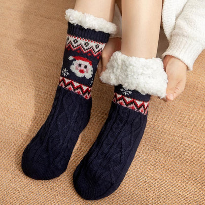 Chaussettes-chaussons de Noël grandes tailles avec rennes et Père Noël - image 10