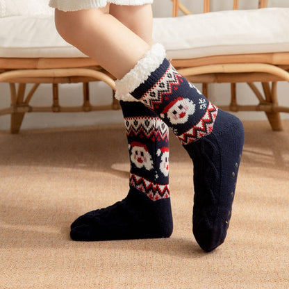 Chaussettes-chaussons de Noël grandes tailles avec rennes et Père Noël - image 5