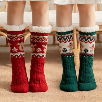 Chaussettes-chaussons de Noël grandes tailles avec rennes et Père Noël - image 0