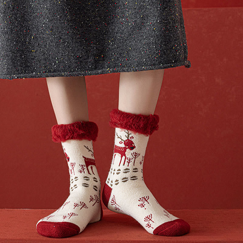 Chaussettes épaisses à motif renne et lapin (3 paires) - image 1