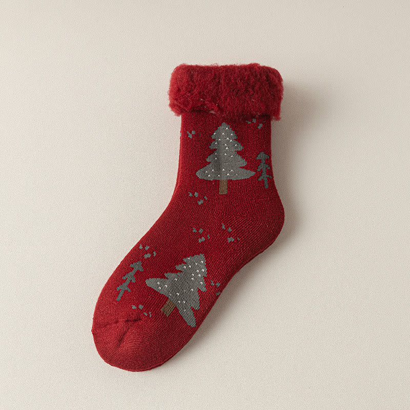Chaussettes épaisses à motif renne et lapin (3 paires) - Arbre de Noël - EU36-40(US3-7) - image 7
