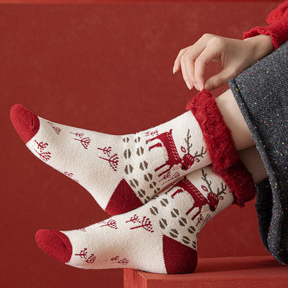 Chaussettes épaisses à motif renne et lapin (3 paires) - image 4