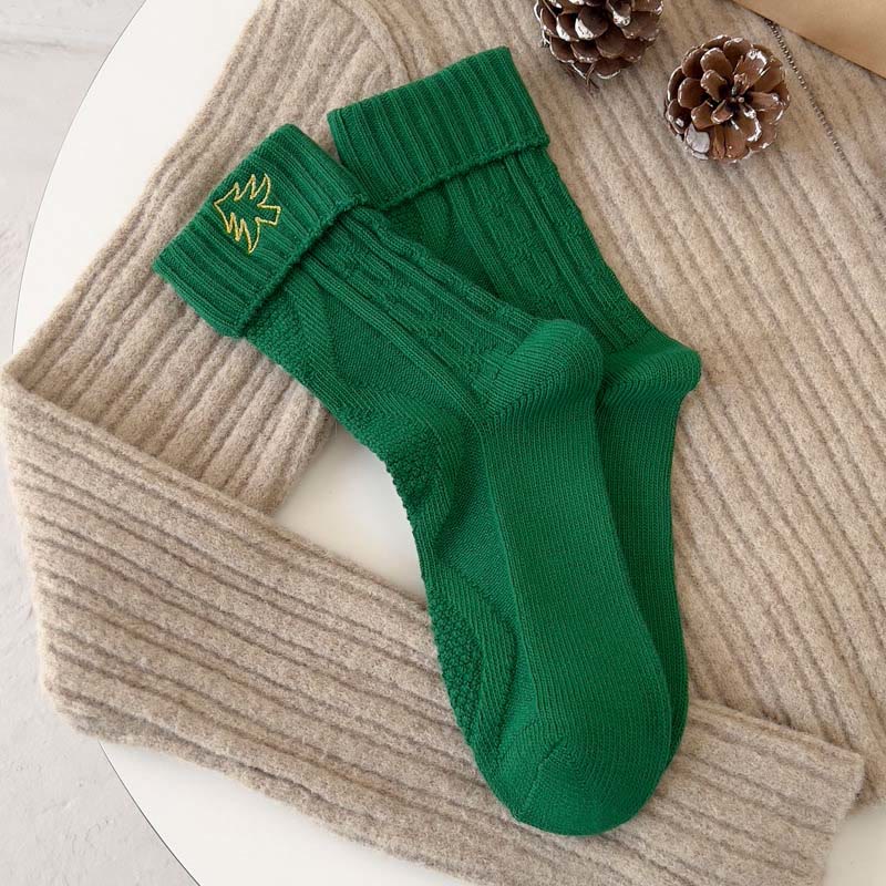Chaussettes brodées à motifs de dessins animés (3 paires) - Arbre - EU36-40(US3-7) - image 1