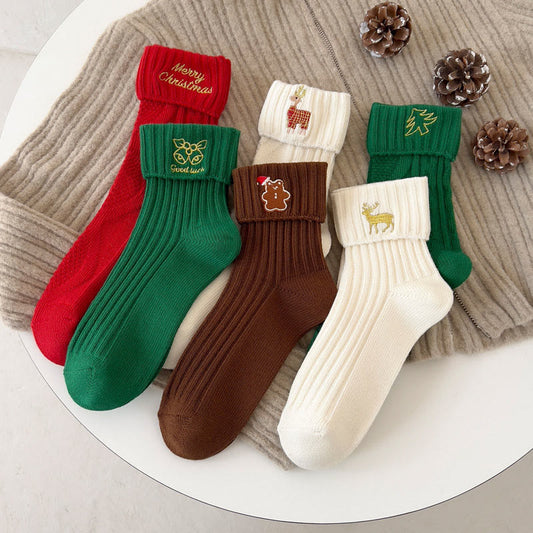 Chaussettes brodées à motifs de dessins animés (3 paires) - image 0