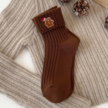 Chaussettes brodées à motifs de dessins animés (3 paires) - Café - EU36-40(US3-7) - image 5