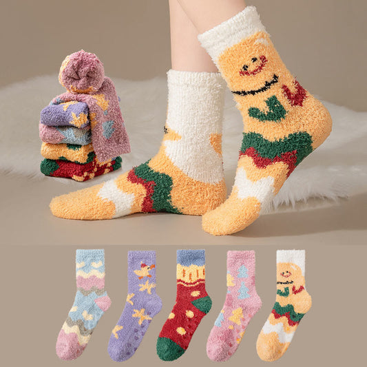Chaussettes-chaussons en polaire corail qui ne peluchent pas - image 0