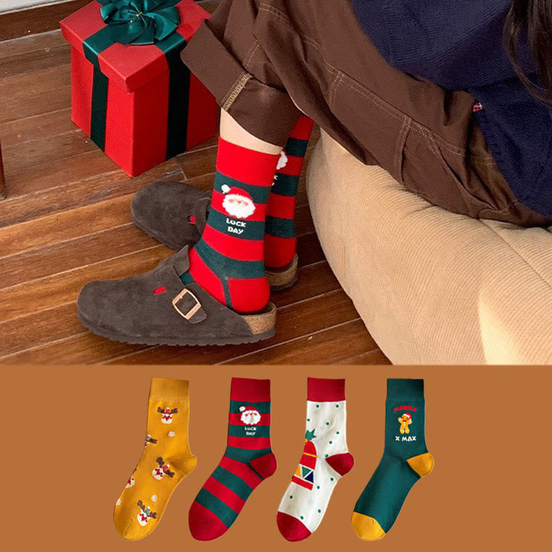 Chaussettes rouges de Noël (4 paires) - image 0
