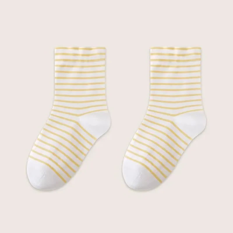 Chaussettes de nuit rayées en pur coton respirant (3 paires) - Jaune - UE36-39 (US3-6) - image 13