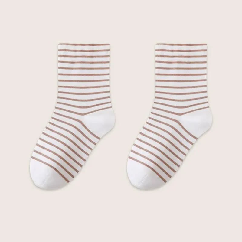 Chaussettes de nuit rayées en pur coton respirant (3 paires) - Kaki - UE36-39 (US3-6) - image 11
