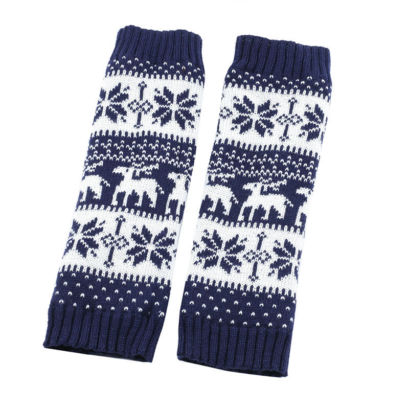 Guêtres en fourrure tricotée à motif de flocons de neige et de cerf - image 11