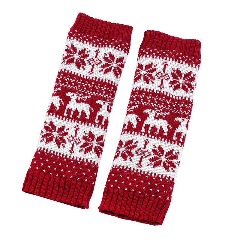 Guêtres en fourrure tricotée à motif de flocons de neige et de cerf - image 10
