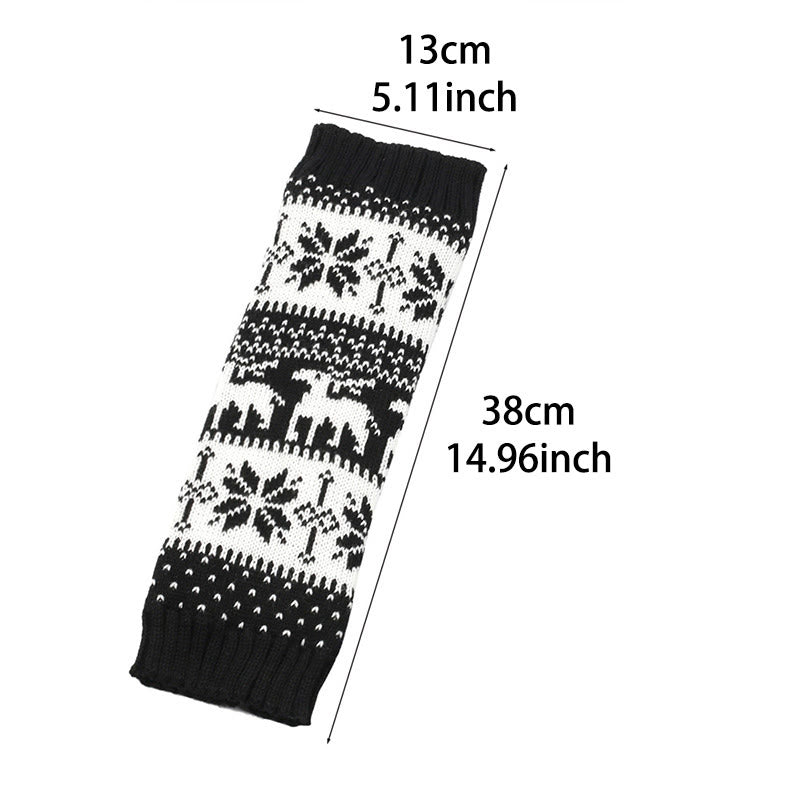 Guêtres en fourrure tricotée à motif de flocons de neige et de cerf - image 4