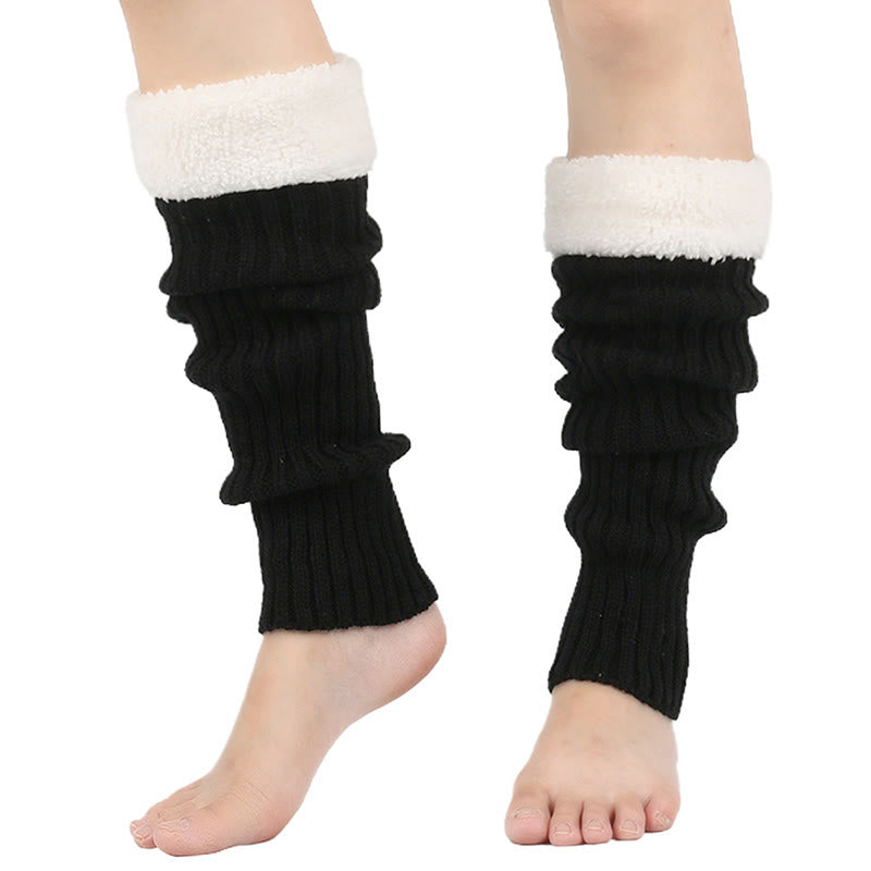 Guêtres unies doublées en polaire tricotée - Noir - One Size - image 3