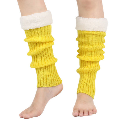 Guêtres unies doublées en polaire tricotée - Jaune - One Size - image 5