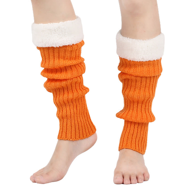 Guêtres unies doublées en polaire tricotée - Orange - One Size - image 12
