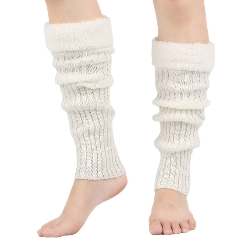 Guêtres unies doublées en polaire tricotée - Blanc - One Size - image 7