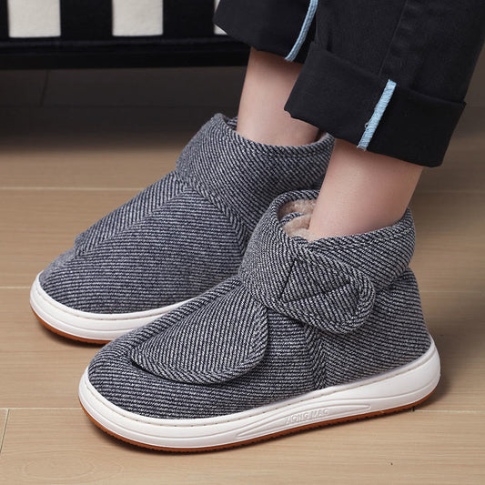 Pantoufles grises à scratch grande taille - image 0