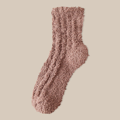 Chaussettes de nuit d'hiver en polaire corail (7 paires) - Brun - EU39-43(US6-9) - image 17