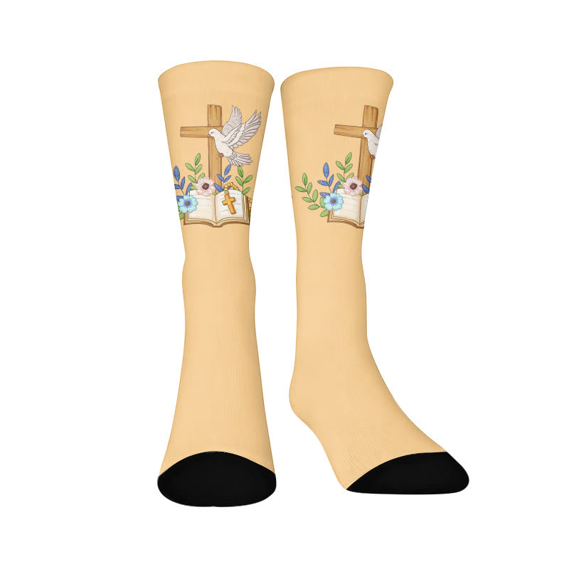 Chaussettes à motif de pigeon croisé - Jaune (1 paire) - EU37-44(US4-10) - image 10