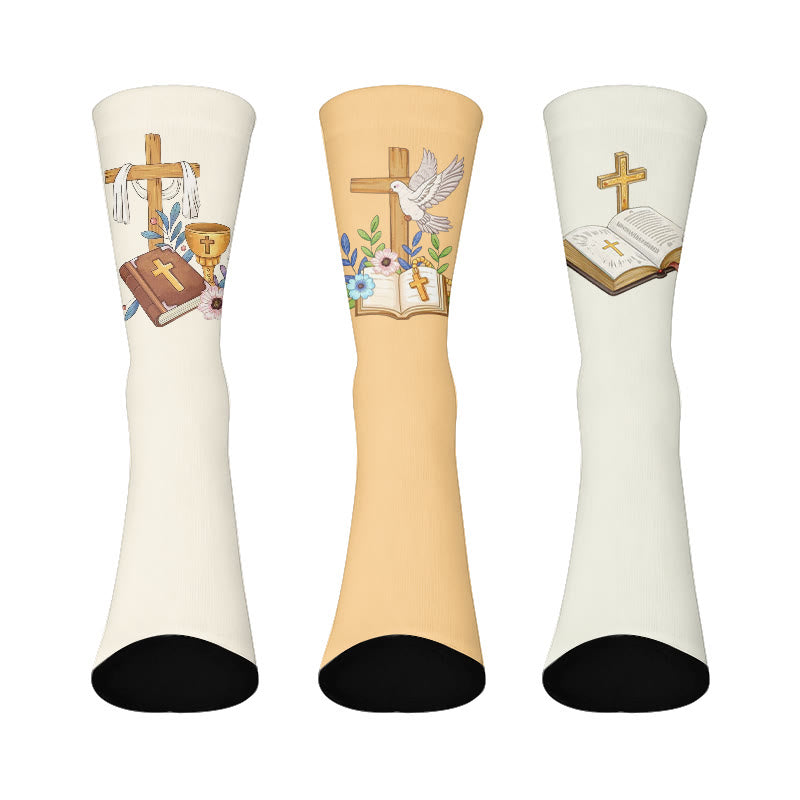 Chaussettes à motif de pigeon croisé - Multicolore - EU37-44(US4-10) - image 1