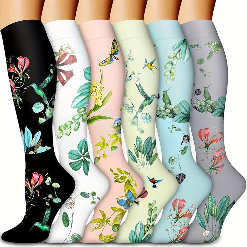 Chaussettes de compression montantes Botanical Bloom (6 paires) - Multicolore - S/M - image 0